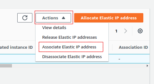 Under "Actions" select "Associate Elastic IP address."